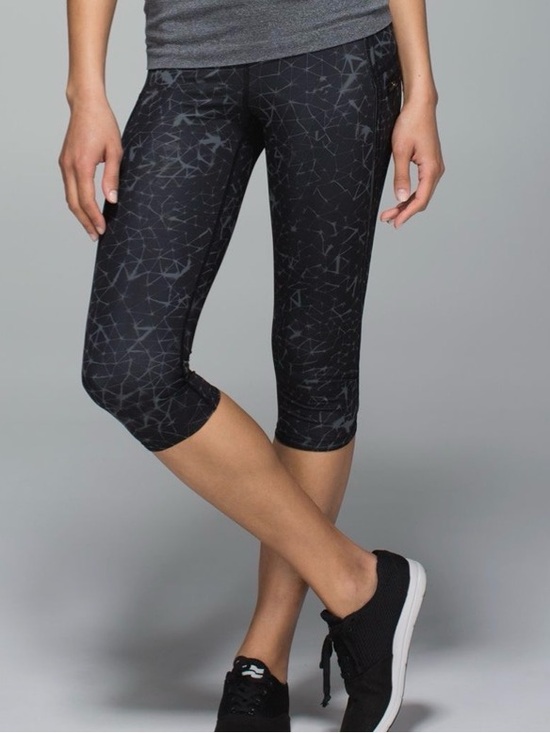 lululemon athletica Pants - Lululemon Run: Top Speed Crop, Star Crushed Coal Black, Size 4